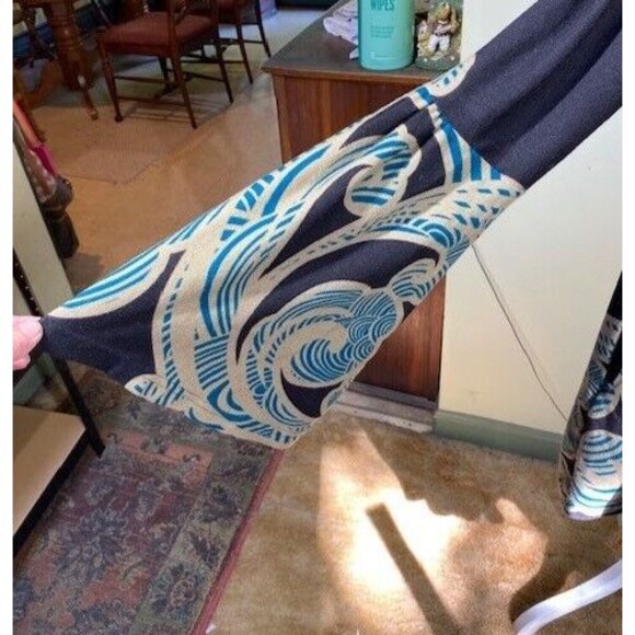 Ice Silk Women's Sz 2XL Black Stretch Pleated Bohemian Flutter Long Sleeve Dress - Picture 10 of 13